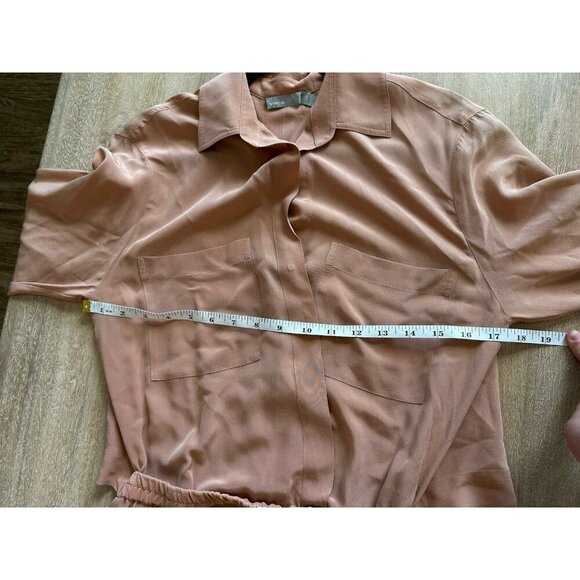 Vince 100% Silk Slit Back Long Sleeve Blush Pink Shirt Dress Size Small - Picture 10 of 11